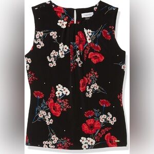 Calvin Klein floral sleeveless blouse xl Preloved